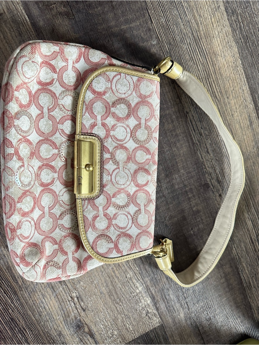 Coach Kristin Op Art sequin Shoulder Bag with Gold Hardware